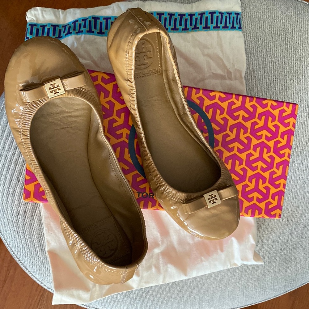 Tory Burch sand color ballet slippers